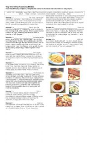 English Worksheet: Top Ten American Dishes