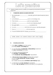 English Worksheet: Simple Present and Present Progressive 