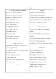 English Worksheet: Songs for kids