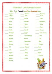 English Worksheet: COUNTABLE- UNCOUNTABLE NOUNS