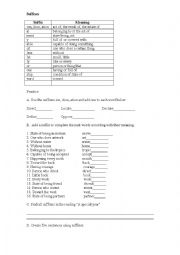 English Worksheet: Suffixes practice
