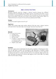 English Worksheet: Make a battery with a potatoe