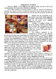 English Worksheet: Ukrainian cuisine
