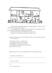 English Worksheet: Reading comprehension - parts of the house