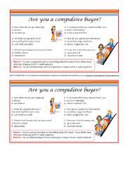 English Worksheet: Are you a compulsive buyer??