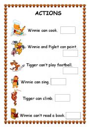 English Worksheet: Actions with Winnie the Pooh