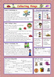 English Worksheet: Collecting things (key included)