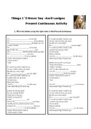 English Worksheet: Present Continuous Song Activity