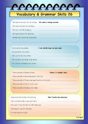 English Worksheet: Vocabulary and Grammar Practice