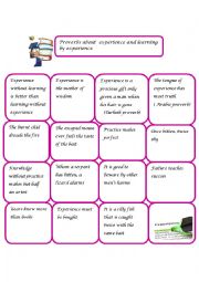 English Worksheet: Proverbs about  experience and learning by experience