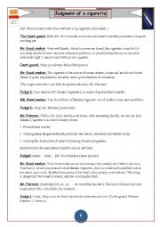 English Worksheet: School play: The Judgement of a Cigarette