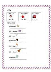 English Worksheet: wh  and yes / no questions for kids