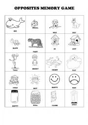 English Worksheet: opposites memory game