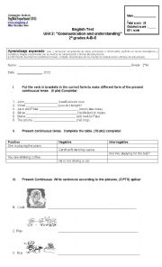 English Worksheet: past and present continuous 