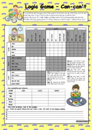 Logic game (47th) - Can-cant-want *** upper-elementary *** with key *** fully editable *** B&W