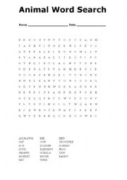 animal word search