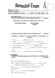 Countable and Uncountables nouns / some and any exam