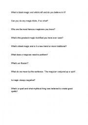 English Worksheet: mystery and magic discussion questions