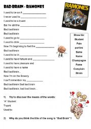 English Worksheet: Bad Brain - Ramones