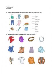 English Worksheet: Clothes