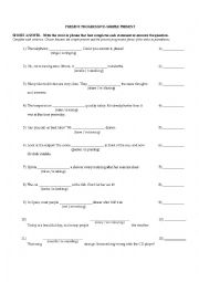 English Worksheet: present progressive- simple present