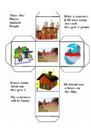 English Worksheet: Build fun Sentences  Three dice