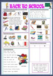 English Worksheet: Back to School (Vocabulary Revision/Practice)