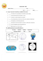 English Worksheet: Geography test