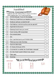 English Worksheet: Jumbled phone conversation + key