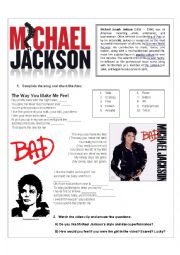 MICHAEL JACKSON - The way you make me feel - LISTENING Song activity (With Key!) - Present simple