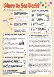 English Worksheet: Where do you work?