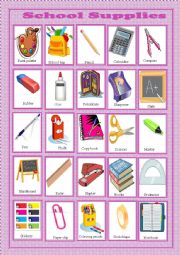 English Worksheet: school supplies