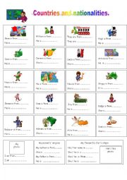 English Worksheet: countries and nationalities