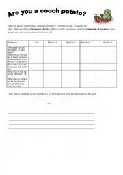 English Worksheet: Couch Potatoe - Questions and Frequency adverbs