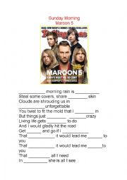 English Worksheet: Sunday Morning - Marron 5