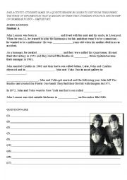 English Worksheet: John Lennons Biography