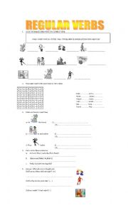 English Worksheet: REGULAR VERBS