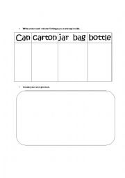 English Worksheet: Food containers