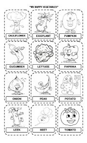 English Worksheet: My Happy Vegetables