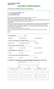 English Worksheet: Reading Comprehension