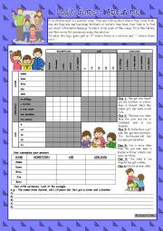 English Worksheet: Logic game (49th) - About me *** with key *** fully editable *** B&W