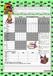 English Worksheet: Logic game (50th) - Birthdays *** with key *** fully editable *** greyscale