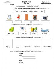 English Worksheet: test furniture