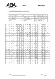 English Worksheet: Latitude and Longitude