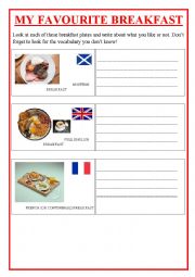 English Worksheet: TYPICAL BREAKFAST in FRANCE, The UK, SCOTLAND and the USA.