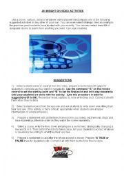 English Worksheet: AN INSIGHT ON VIDEO ACTIVITIES