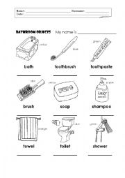 English Worksheet: Bathroom Objects