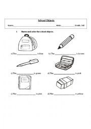 English Worksheet: School objects