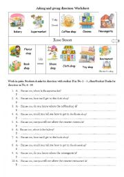 English Worksheet: Asking & Giving Direction Worksheet