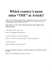 English Worksheet: The countries names which take THE